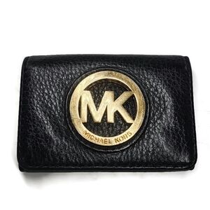 Michael Kors Fulton Black Pebbled Leather Business Credit Card Wallet